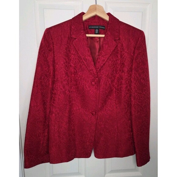 Josephine Chaus Deep "Christmas" Red Baroque Blazer Sz 14 Office Christmas Party - Picture 1 of 9